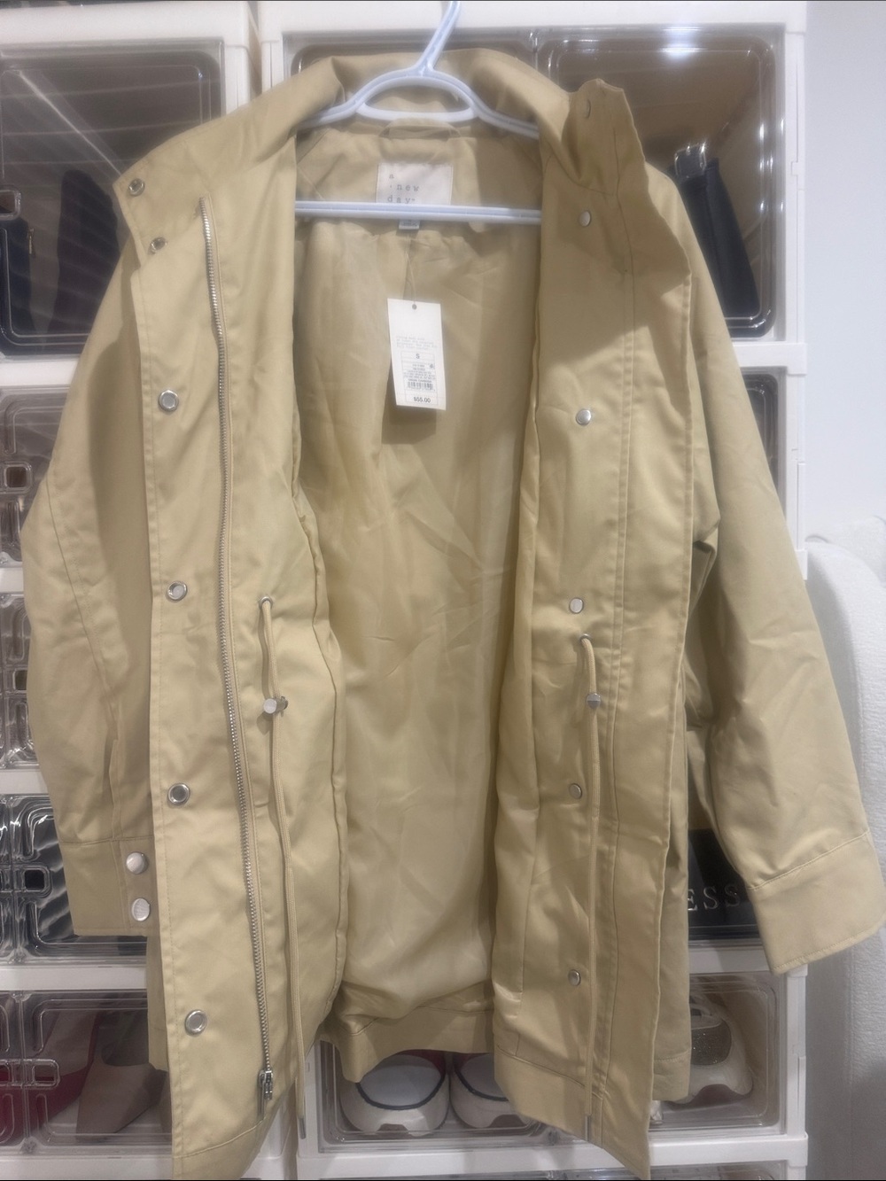 a new day Tan Drawstring-Waist Trench Coat - Picture 4 of 5